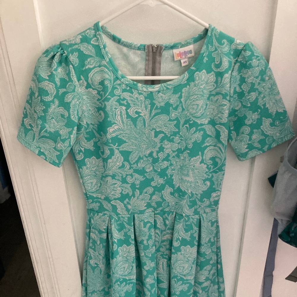 LuLaRoe Aqua Floral Dress XS